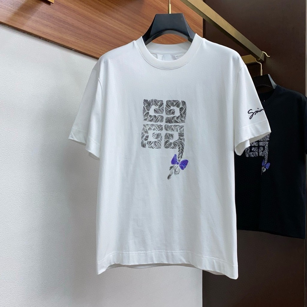 HMU2 Given 25SS ฤดูใบไม้ผลิฤดูร้อนผู้ชาย Bow รูปแบบ Badge โลโก้ Cuff ปักตัวอักษรรอบคอ Pullover เสื้อ