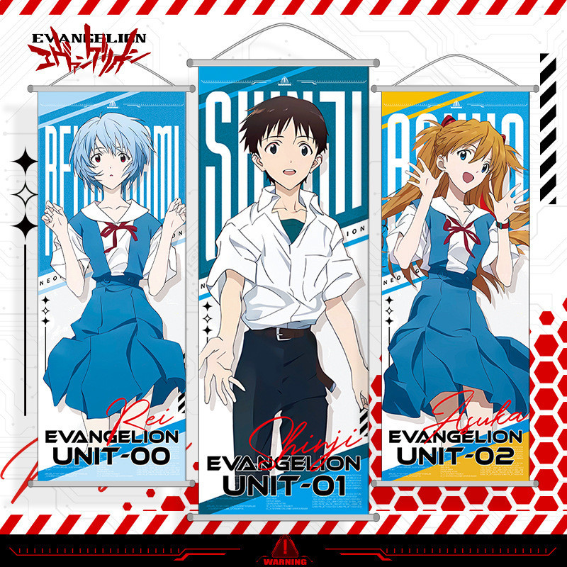 ✨EVA/Evangelion 10th Anniversary✨ โปสเตอร์การ์ตูนม้วนผนังสำหรับตกแต่งห้อง 25*70 ซม. Anime Manga Wall