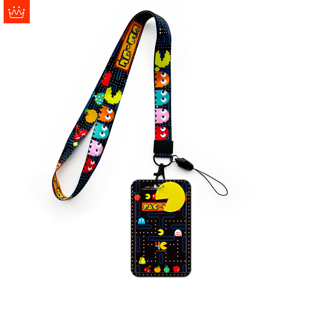 J· สายคล้องคอ Pac-Man วิดีโอเกม ผู้ถือบัตรนักเรียน ป้องกันการสูญเสีย สายคล้องคอโทรศัพท์มือถือ, LN050