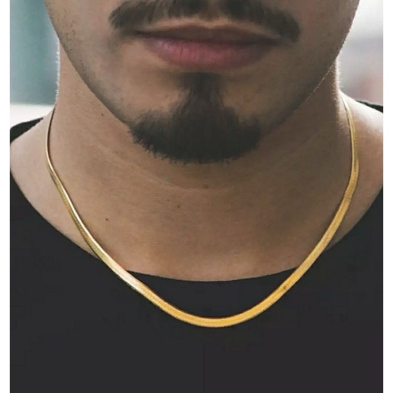 GOLD FLAT EEL TITANIUM สร้อยคอสําหรับผู้ชายและผู้หญิง, ANTICRUST RESISTANT