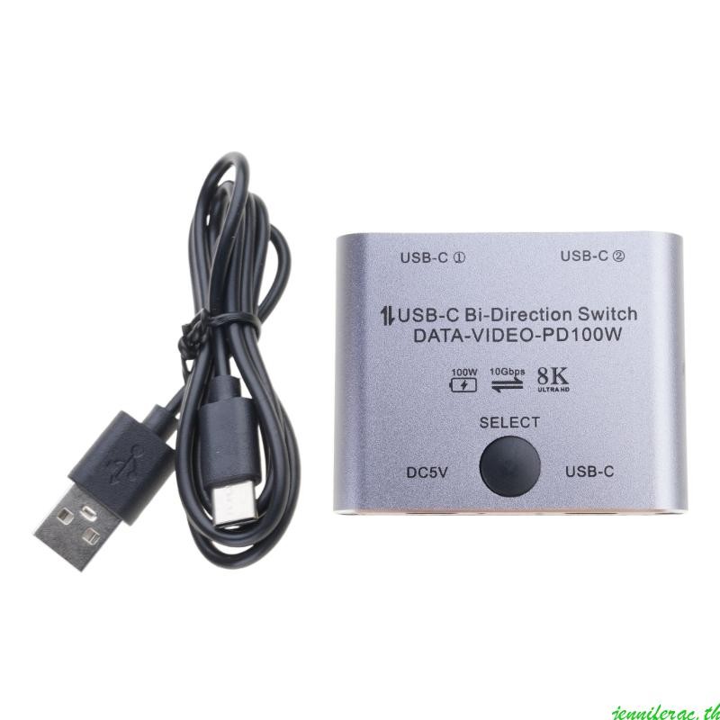 Jenniferac 8K USB C KVM Switcher BiDirectional USB C Switcher สําหรับ 2PC Easy 1 Key Switching 2 in 