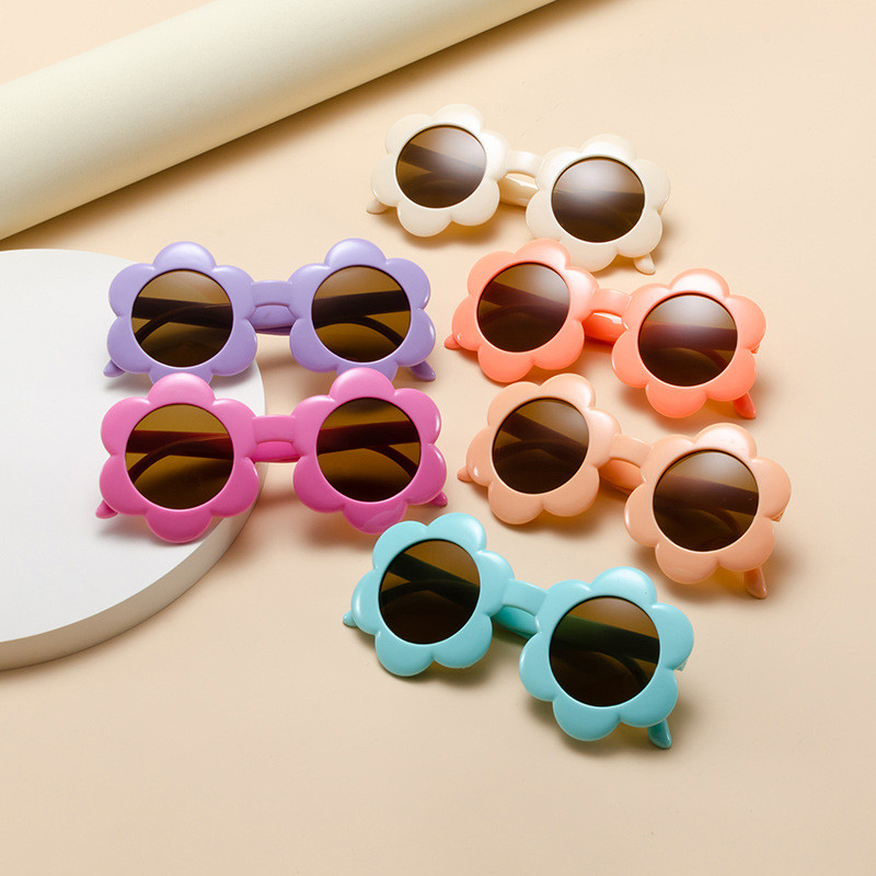 เด็กดอกไม้รอบกรอบแว่นกันแดดบังแดดชายหญิงหกสีแว่นกันแดดป้องกันรังสีอัลตราไวโอเลต