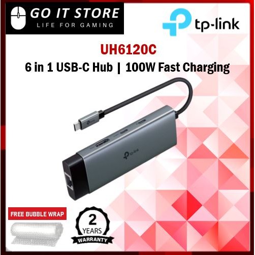 อะแดปเตอร์ TP-Link UH6120C USB-C Hub 6 in 1 Ethernet PD USB 3.0
