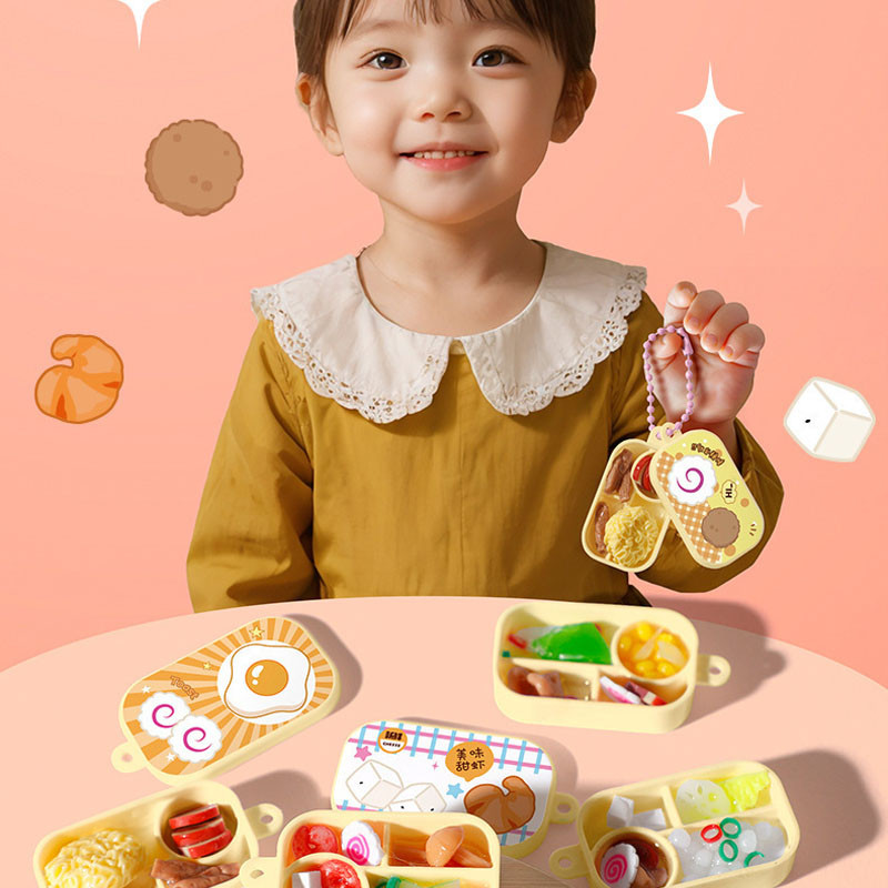 COD ﻿ของเล่นแฮนด์เมด DIYพวงกุญแจ ของเล่นเด็กในครัว ชุดของเล่นครัวกล่องข้าว ห้องครัวโมเดลจิ๋ว - รูปที่ 4