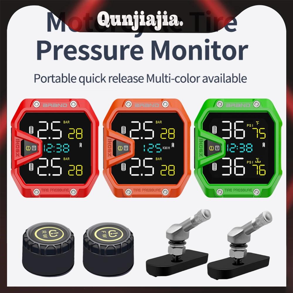 รถจักรยานยนต์ TPMS IP65 กันน้ําไร้สายเครื่องวัดความดันลมยางระบบเซนเซอร์