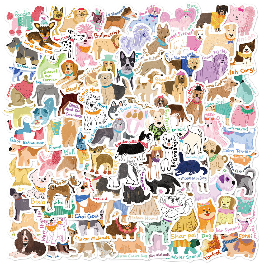 100ชิ้น/เซ็ต ❉ Q Funny Pets Dogs Series 01 สติ๊กเกอร์ศิลปะสีน้ํา ❉ DIY แฟชั่นสติ๊กเกอร์ Doodle กันน้ํา