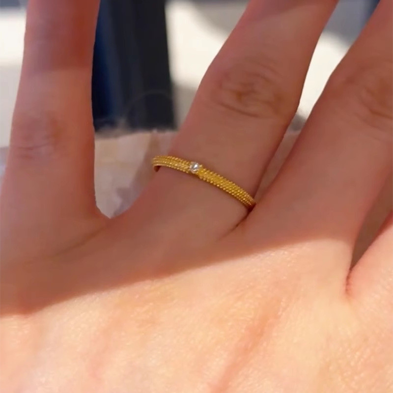 Sparkling Gold Plated Brushed Ring แหวนบุคลิกภาพระดับไฮเอนด์แหวนของขวัญขายส่ง ราคา ถูกที่สุด ดีลบีเคเค แกลเลอรีภาพที่ 8