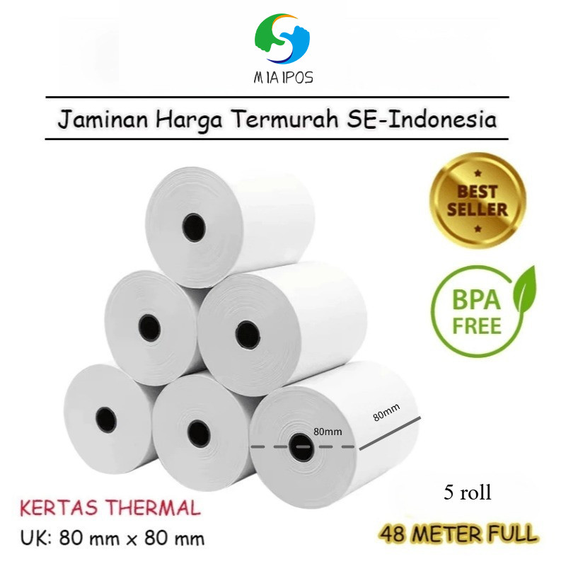 THERMAL RECIPT กระดาษ 80X80 PREMIUM CASH REGISTER PRINTER 58MM 80*80mm 5roll SUPPROT POS80L/POS80AL 