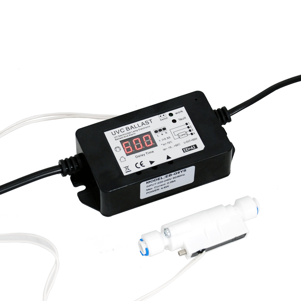 Coronwater UV lamp Adaptor พร้อมสวิตช์การไหลและสัญญาณเตือนภัยสําหรับโคมไฟ 12-16W EB-GYS16