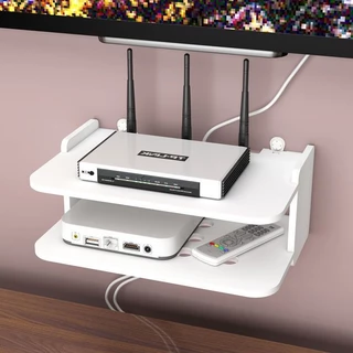 ชั้นวางติดผนัง ที่วางกล่องwifi ชั้นวางเราเตอร์ไม่เจาะผนัง PVC Router Rack