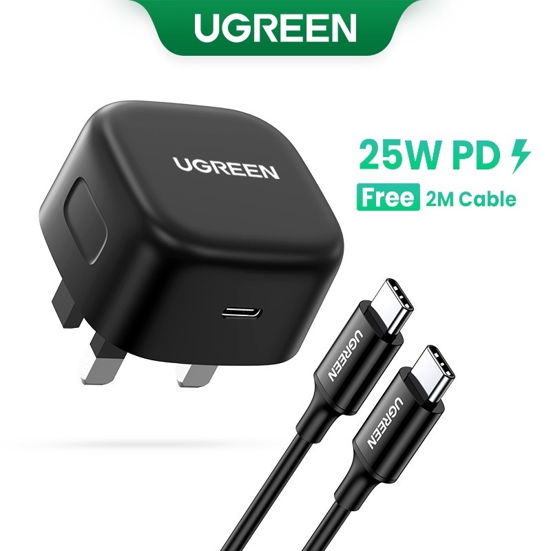 (ฟรีสาย Type C 2M) UGREEN PD 25W Charger QC4.0 + USB Type C Fast Charger Quick Charge 4.0 3.0 QC สํา