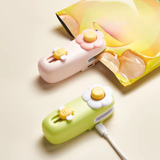 เครื่องซีลถุง ลายผึ้งดอกไม้ ชาร์จUSB พกพาสะดวก สำหรับ เก็บอาหาร ขนม ป้องกันความชื้น ใช้งานง่าย