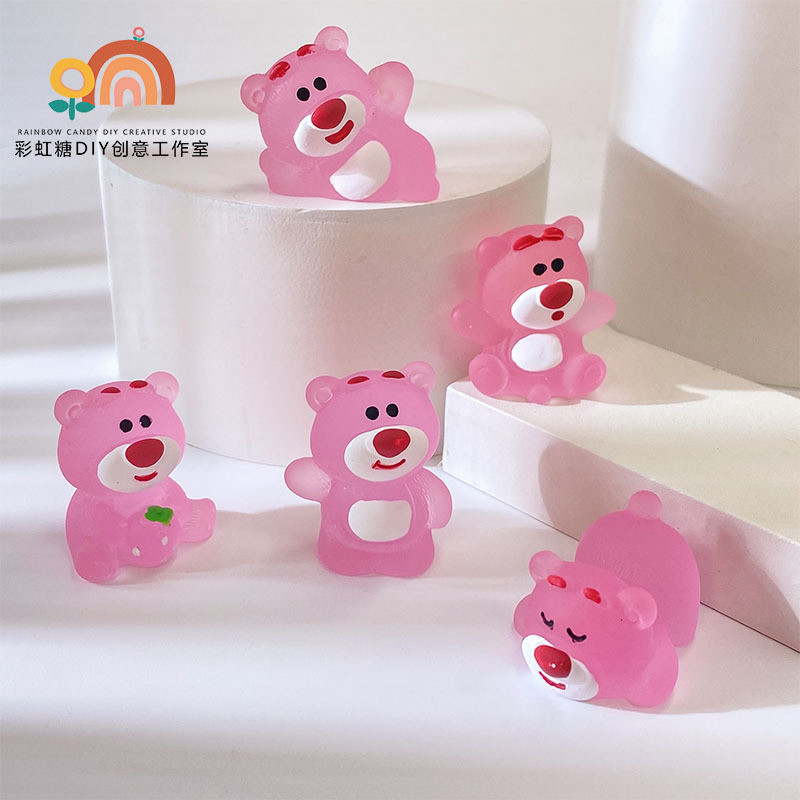 10 ชิ้น Glow Rose Bear เสน่ห์เรซิ่นน่ารักสําหรับ DIY (12-541)