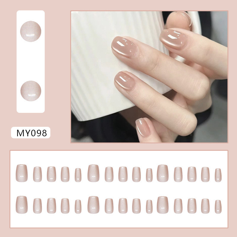 30PCS กดบนเล็บแสดงสีขาวและอ่อนโยนกดบนเล็บสั้น MY098