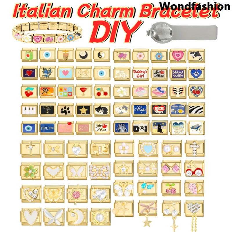 Hot Tai Chi Cherry Star Italian Charm สร้อยข้อมือ Fit 9 มม. สแตนเลส DIY เครื่องประดับ อุปกรณ์เสริม Retro บุคลิกภาพโมดูล
