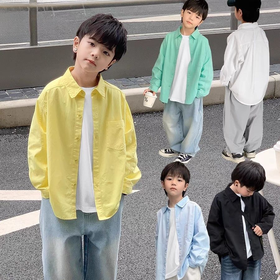 ฤดูใบไม้ผลิ เสื้อเด็กใหม่ เสื้อเด็กชาย เสื้อแขนยาวหลวม เสื้อแจ็คเก็ตพื้นฐาน