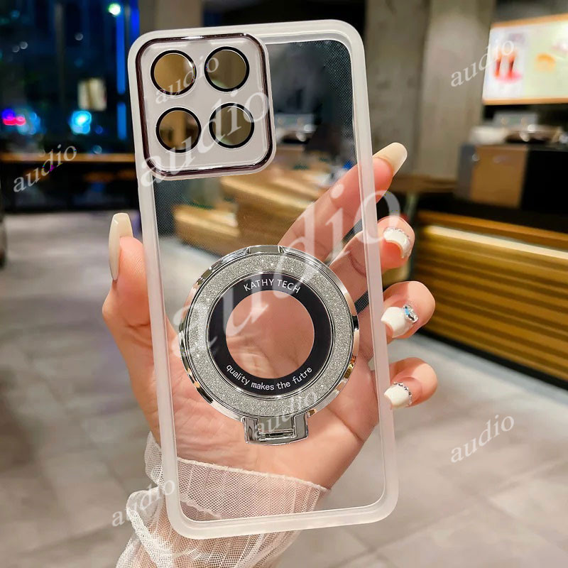 HONOR X6C 4G 2025 Glitter Bling Magnetic Bracket เคสโทรศัพท์สําหรับ HONOR X6C X6C HonorX6C HonorX6C 