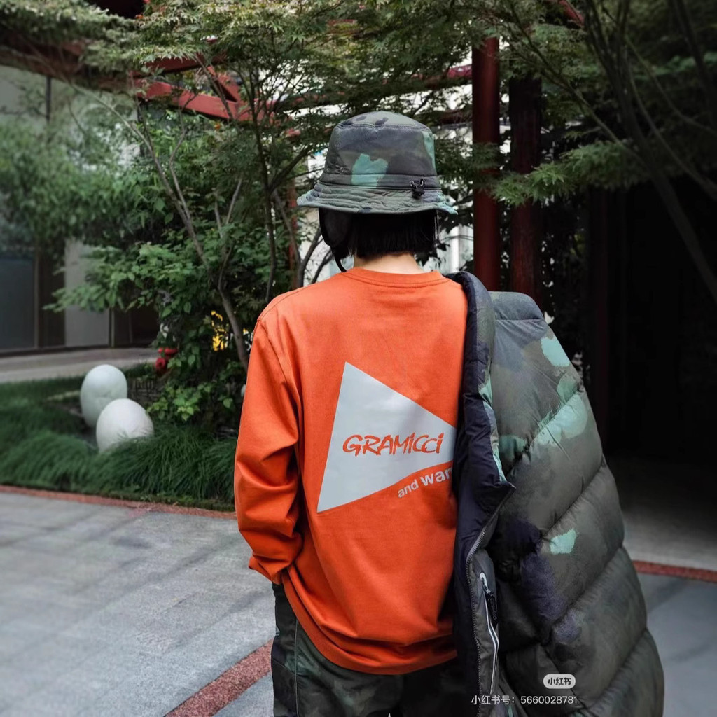 N9XR GRAMICCI Collaboration Outdoor Triangle Logo3M Reflective Print Long Sleeve T T-shirt