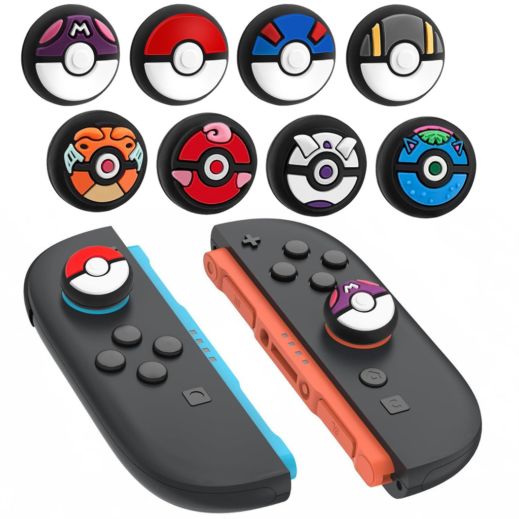 Thumb Grips สําหรับ Nintendo Switch 2,หมวกจอยสติ๊กซิลิโคน (4-Pack) -Poke Ball