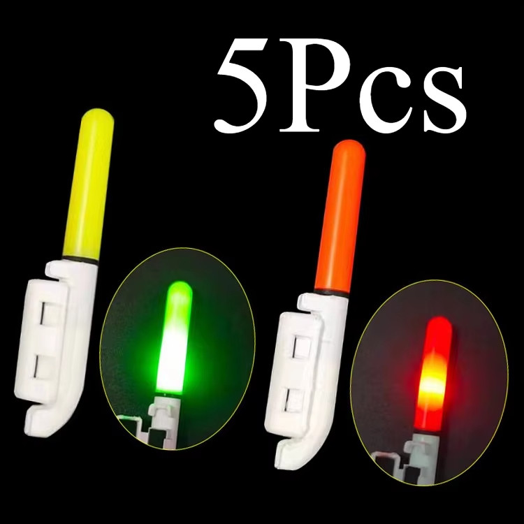 5PCS เบ็ดตกปลา คันเบ็ดอิเล็กทรอนิกส์ night ไฟ LED สำหรับตกปลา sea rock โยน rod หัวเข็มขัดประเภท luminous light สว่างสำหรับปลายคันเบ็ด ตกปลาตอนกลางคืน อุปกรณ์ตกปลา