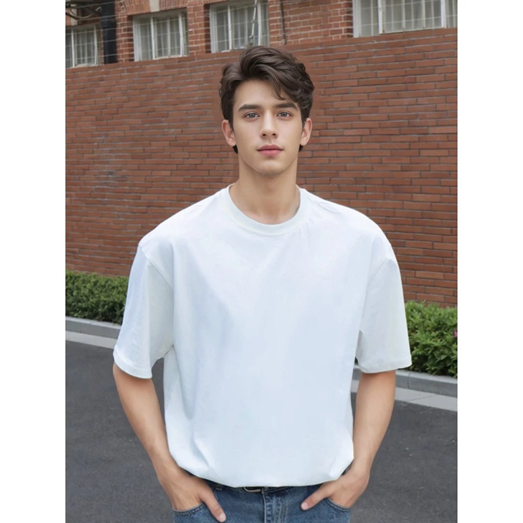 เสื้อยืดคอกลมแขนสั้น ผ้านิ่มมาก ไม่หดไม่ย้วยไม่ต้องรีด unisex สีทึบ Oversize