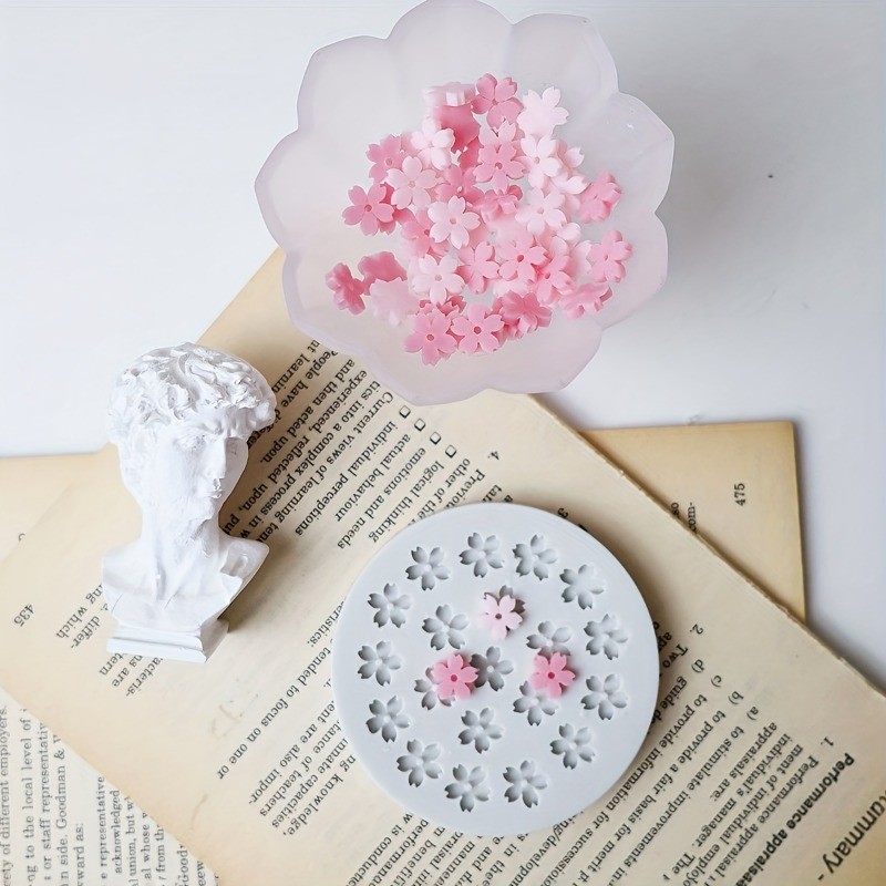 1PC แม่พิมพ์ซิลิโคน Cherry Blossom ดอกไม้แม่พิมพ์สําหรับ Handmade เทียนเรซิ่นยิปซั่ม Crafting Mould