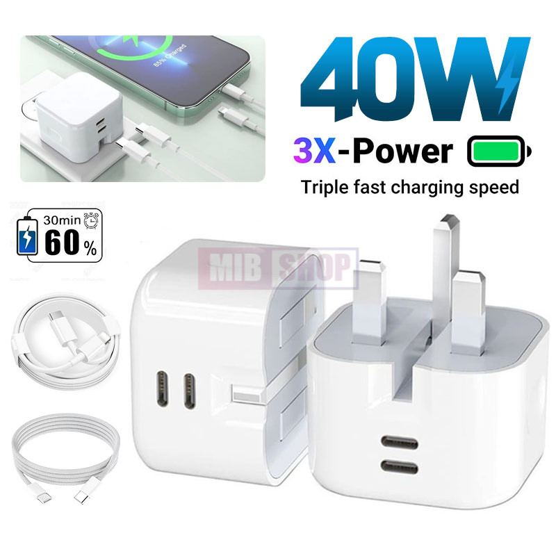 40W USB C Fast Charger 35W/20W อะแดปเตอร์ PD Type C สําหรับ 16/15/14/13/12/11/X แท็บเล็ต Pad Samsung