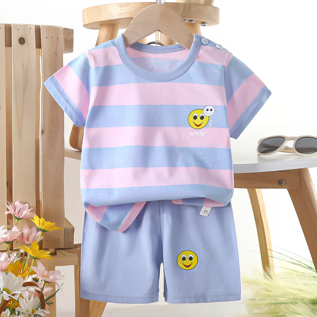 เสื้อผ้าเด็ก ชุดเซ็ตเสื้อ+กางเกง สั้นชุดเด็กลายการ์ตูนน่ารัก ผ้านิ่ม ใส่สบาย  เหมาะสำหรับเด็กอายุ 6เดือน - 6ปี "DA-C"