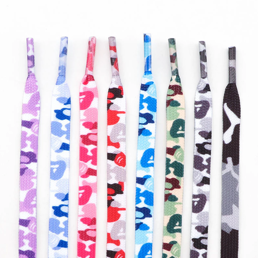 เชือกผูกรองเท้าพิมพ์ลายสี 1 คู่เหมาะสําหรับผู้ชายและผู้หญิงสีฟ้า/สีชมพู/สีเขียว 100/140/160 ซม