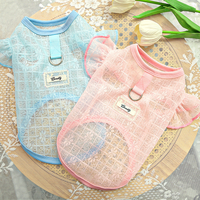 Ultra-Light Soft Silky Elastic Pet Dog Clothes Dog Clothes Cat Clothes Supplies Lace Gauze Flying Sleeves