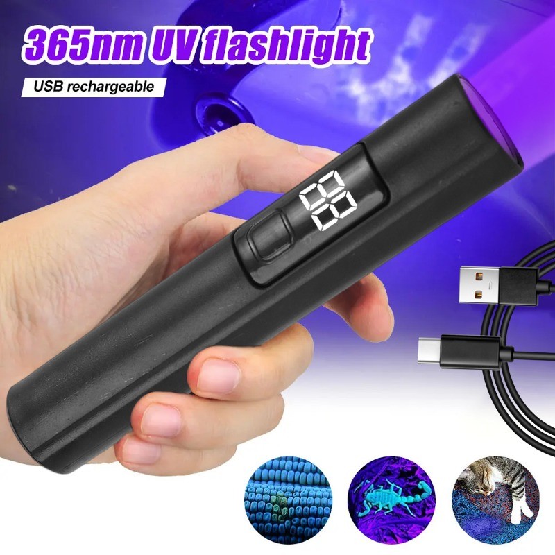ไฟฉาย Type-C ขนาดเล็ก 3W - ไฟ LED 365nm UV - เครื่องมือตรวจสอบแบบชาร์จ USB ทนทาน