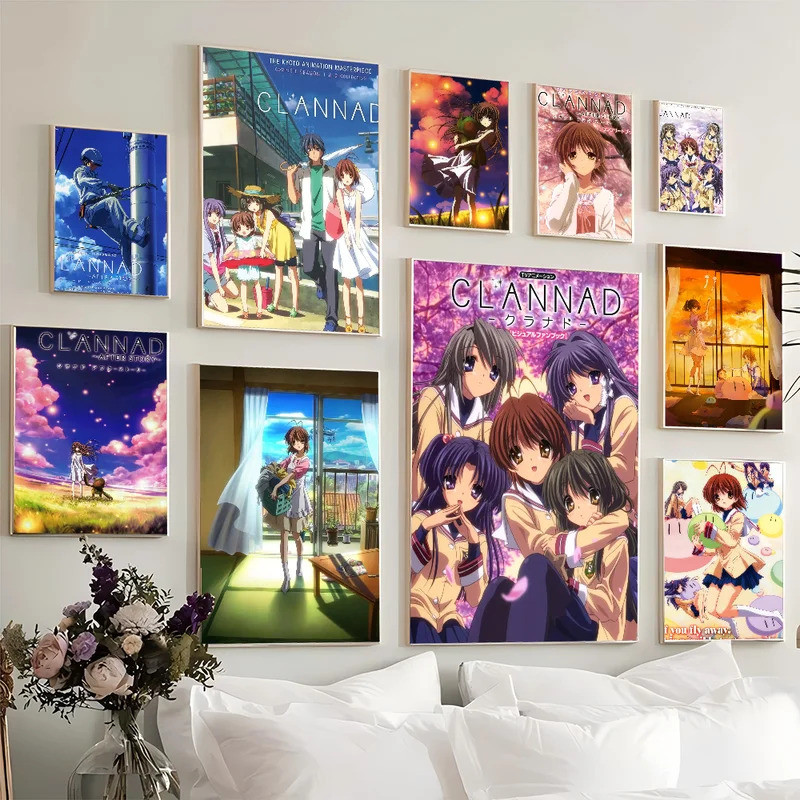 1PC CLANNAD Poster Movie Sticky Posters Retro Kraft Paper Sticker DIY Room Bar Cafe Aesthetic Art Wa