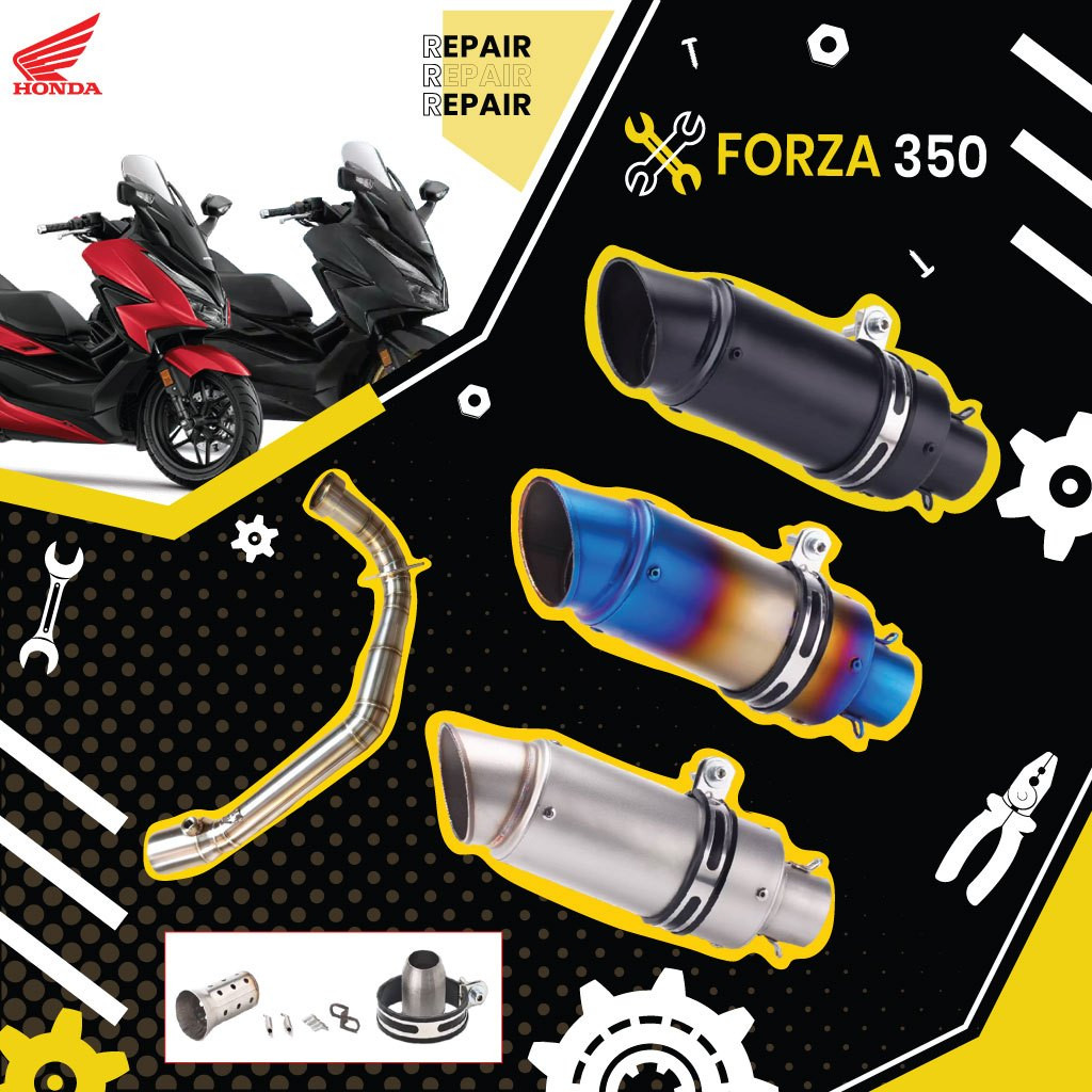คอท่อ Honda Forza 350 วัสดุแสตนเลสเกรด304 + ปลายท่อ Akrapovic ฟรีแคทลดเสียง