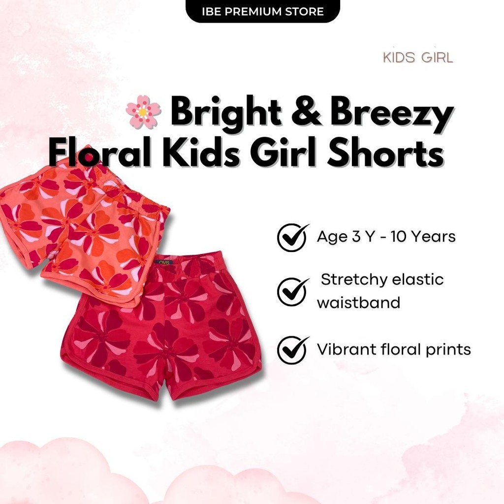 OVS กางเกงขาสั้นเด็กผู้หญิง Bright & Breezy Kids Floral (3Y - 10 ปี)