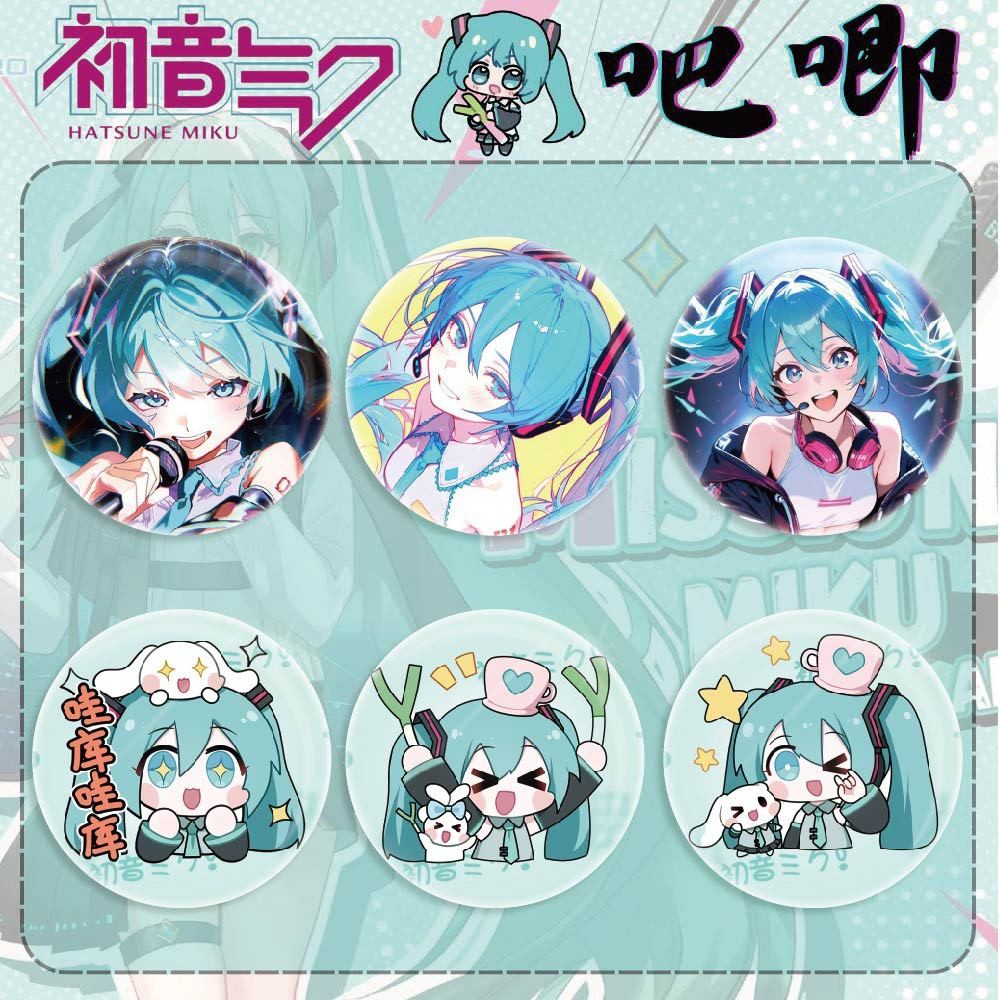 Vocaloid Hatsune Miku Tinplate ป้ายโลหะ Pin อะนิเมะอุปกรณ์ต่อพ่วงเข็มกลัดของขวัญสะสม