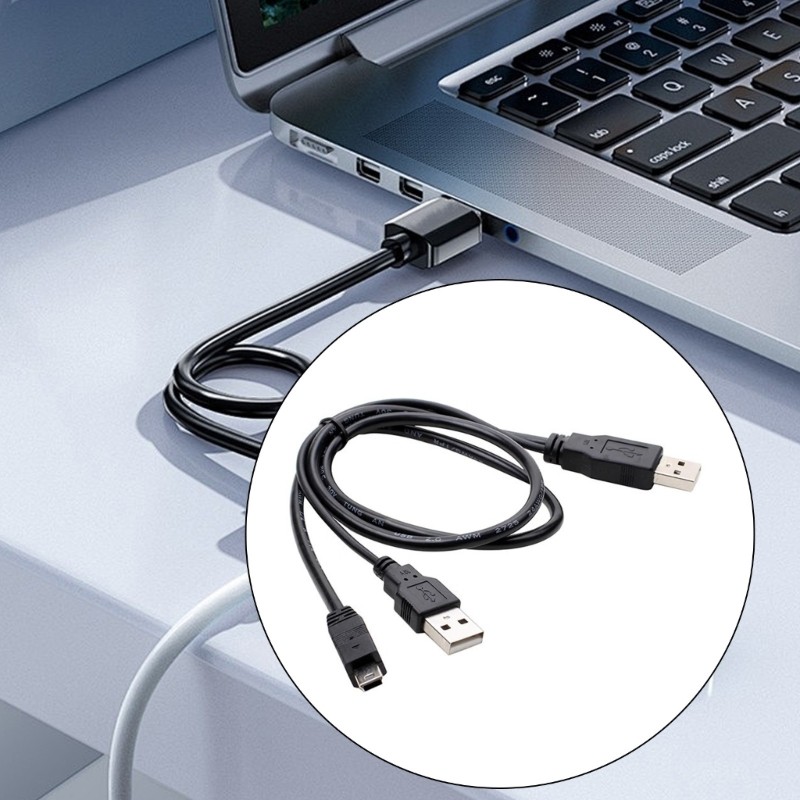 ZIZK Mini 5Pin to Two USB A Male Splitter Power Solution สําหรับฮาร์ดดิสก์ขนาด 5 นิ้ว 2 ช่อง