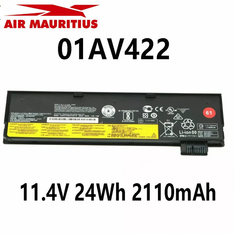 01AV423 แบตเตอรี่แล็ปท็อป 11.4V 24Wh 2110mAh สำหรับ Lenovo ThinkPad T470 T480 T570 T580 P51S P52S 01
