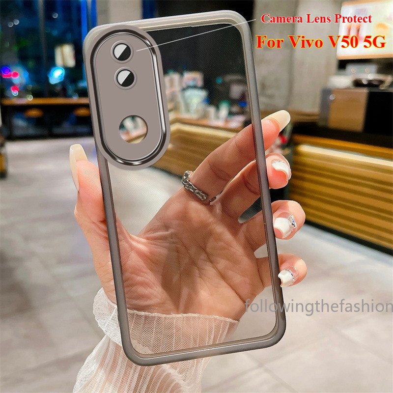 สําหรับVivo V50 5G vivoV50 V 50 V50 V50e V50 Lite 4G 5G vivo V60 กล้องเลนส์ป้องกันSoft TPUโปร่งใสขอบแฟชั่นเคสโทรศัพท์กันกระแทกปกหลัง
