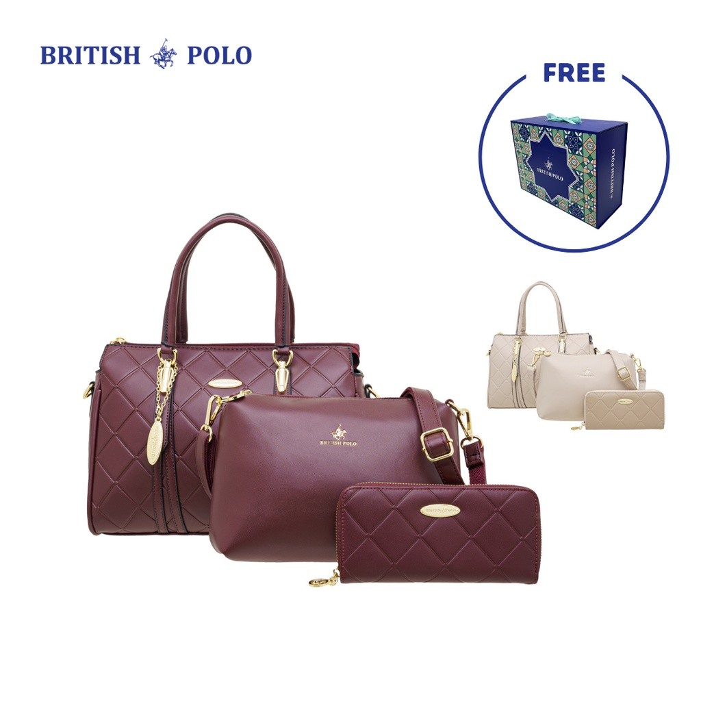 JK4 {Koleksi Raya 2022} ชุดกระเป๋าถือผู้หญิง Polo Malenty (แถมกล่องแม่เหล็ก BP Raya)
