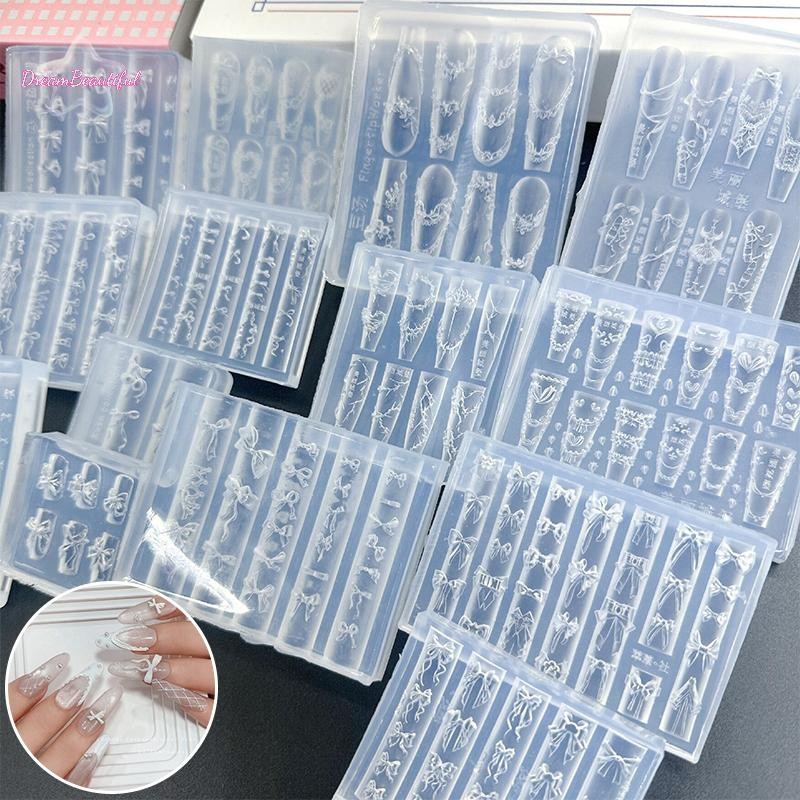 <DBFl-t>เค้กครีมกระโปรงBowknotริบบิ้น3Dอะคริลิคแม่พิมพ์ตกแต่งเล็บDIYออกแบบซิลิโคนเล็บแม่พิมพ์แม่แบบสําหรับเล็บCharmsใหม่ - รูปที่ 2