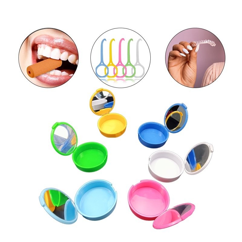 With Mirror Storage Box For Fake Teeth Denture Case Dental Retainer Mouth Guard Oral Care
