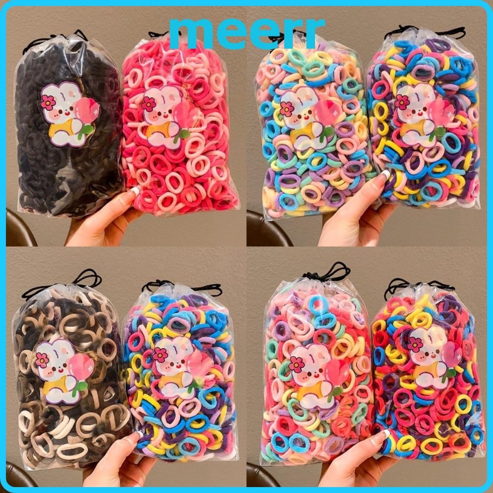 มีร์ 100ชิ้น เด็กคาดศีรษะชุด แฟชั่นเกาหลีน่ารัก มีนีสูงยืดหยุ่น วงการบิน ไม่มีผมหางม้า ผู้ถือ니้วผูกผมแหวนผม อุปกรณ์ผมสำหรับผู้หญิง