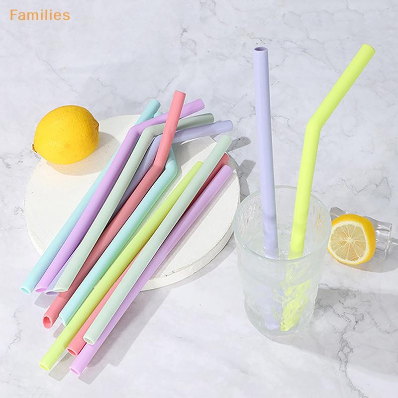 Families> 6 ชิ้นหลอดซิลิโคนเกรดอาหารแบบใช้ซ้ําได้ตรง Bent Multicolor ดื่มฟางสําหรับเด็ก Party Bar อุปกรณ์เสริมได้ดี