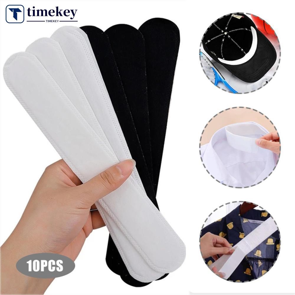 TME 10 ชิ้น/แพ็ค ทิ้งคอ เสื้อสติกเกอร์ ดูดซับเหงื่อ สติกเกอร์กันเหงื่อสำหรับผู้ชายและผู้หญิง