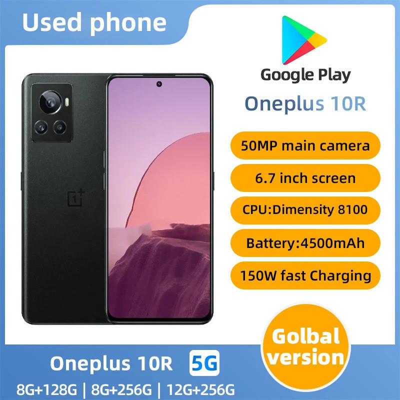 Oneplus 10R 5G สมาร์ทโฟน CPU MediaTek ขนาด 8100 แบตเตอรี่ความจุ 4500mAh 50MP กล้องใช้โทรศัพท์ Y4XJ