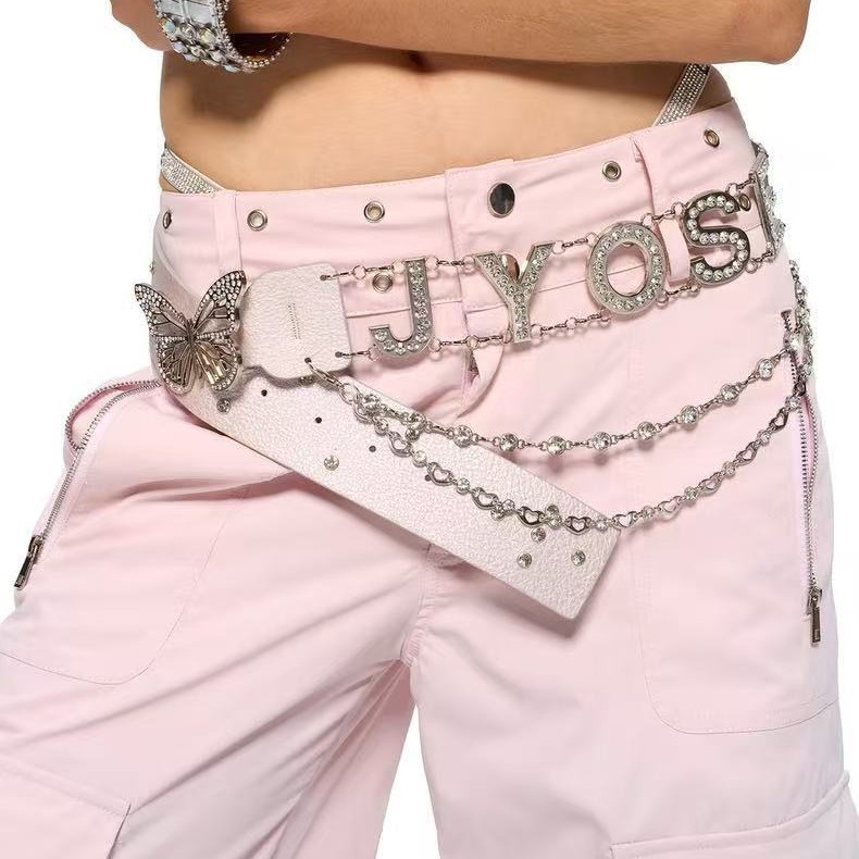 Original Y2K Style Crocodile Pattern Butterfly Belt Womens Accessories