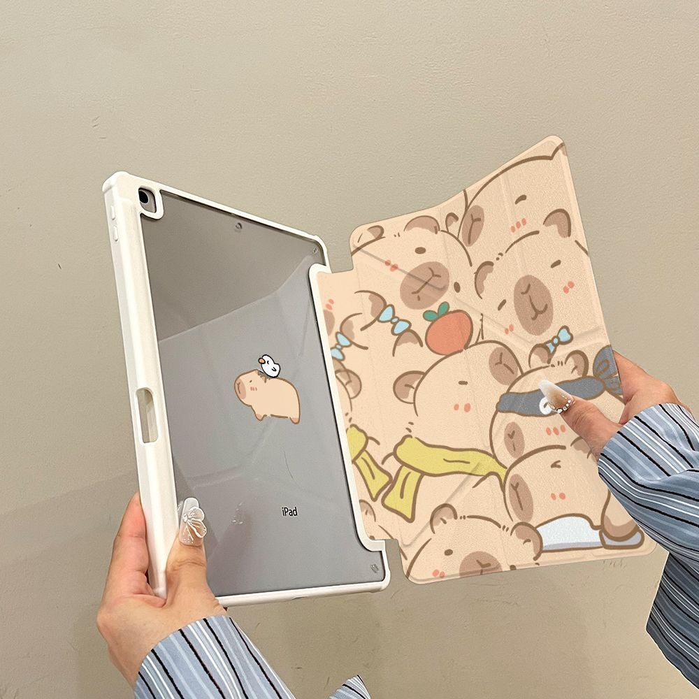 การ์ตูนการ์ตูน Kapibara เหมาะสําหรับ Apple iPadPro2024Y + 30% off Air Pen Slot 37/43 ซม.iPad อะคริลิ