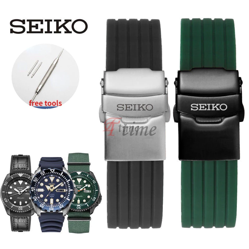 สายนาฬิกาข้อมือซิลิโคน กันน้ํา 18/20 มม. 22 มม. 24 มม. สําหรับ Seiko SKX 007 Water Ghost 5 Canned Abalone Sport Wrist Bracelet