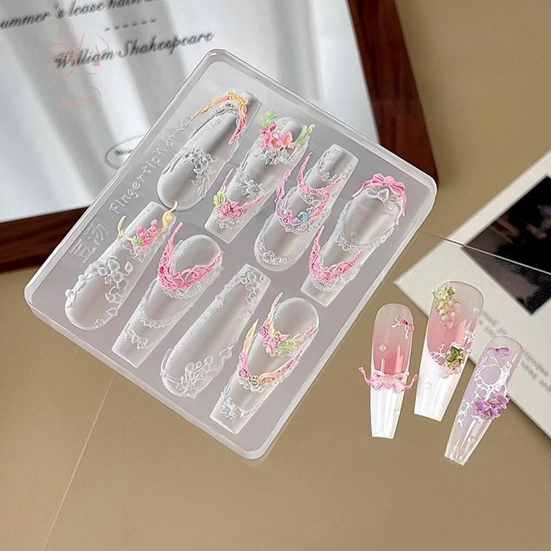 maybeauty ซิลิโคนโบว์ริบบิ้น 3D แม่พิมพ์ตกแต่งเล็บ DIY ลายกุหลาบ สําหรับออกแบบเล็บ