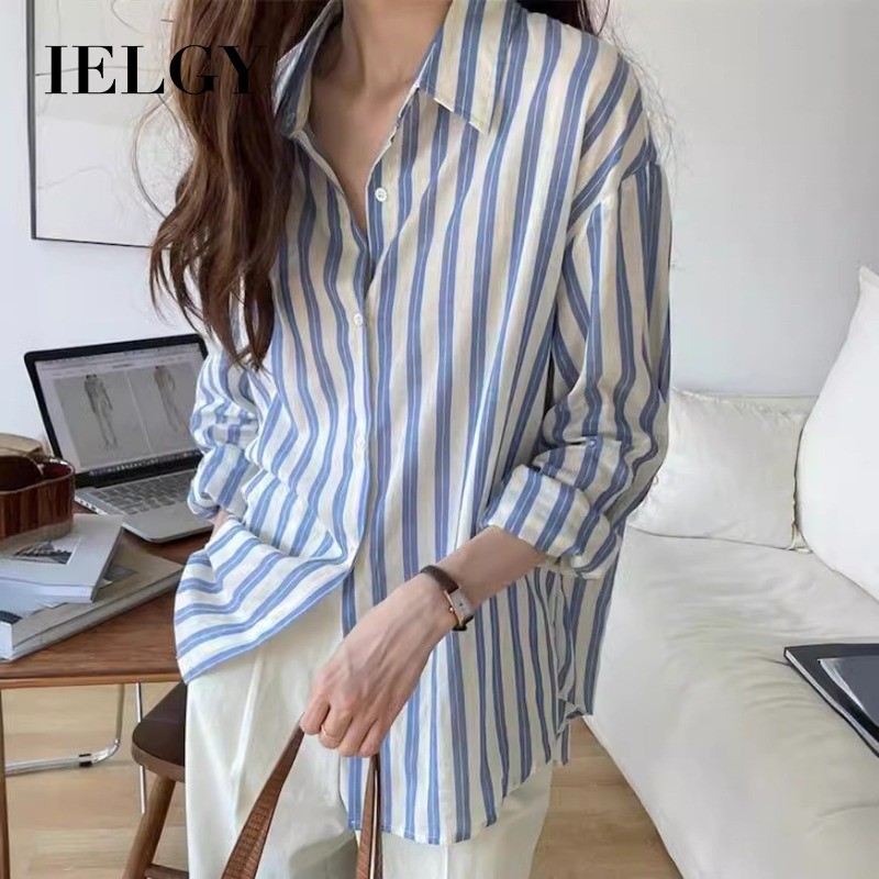 IELGY เสื้อเชิ้ตแขนยาวผู้หญิงเก๋บาง